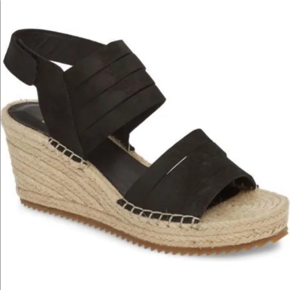 Eileen Fisher Women's Largo Espadrille Wedge Sandal Black Size 9 - Picture 2 of 5